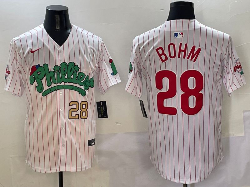 Men Philadelphia Phillies #28 Bohm White Fourth generation Joint Name Nike 2025 MLB Jersey style 12->philadelphia phillies->MLB Jersey